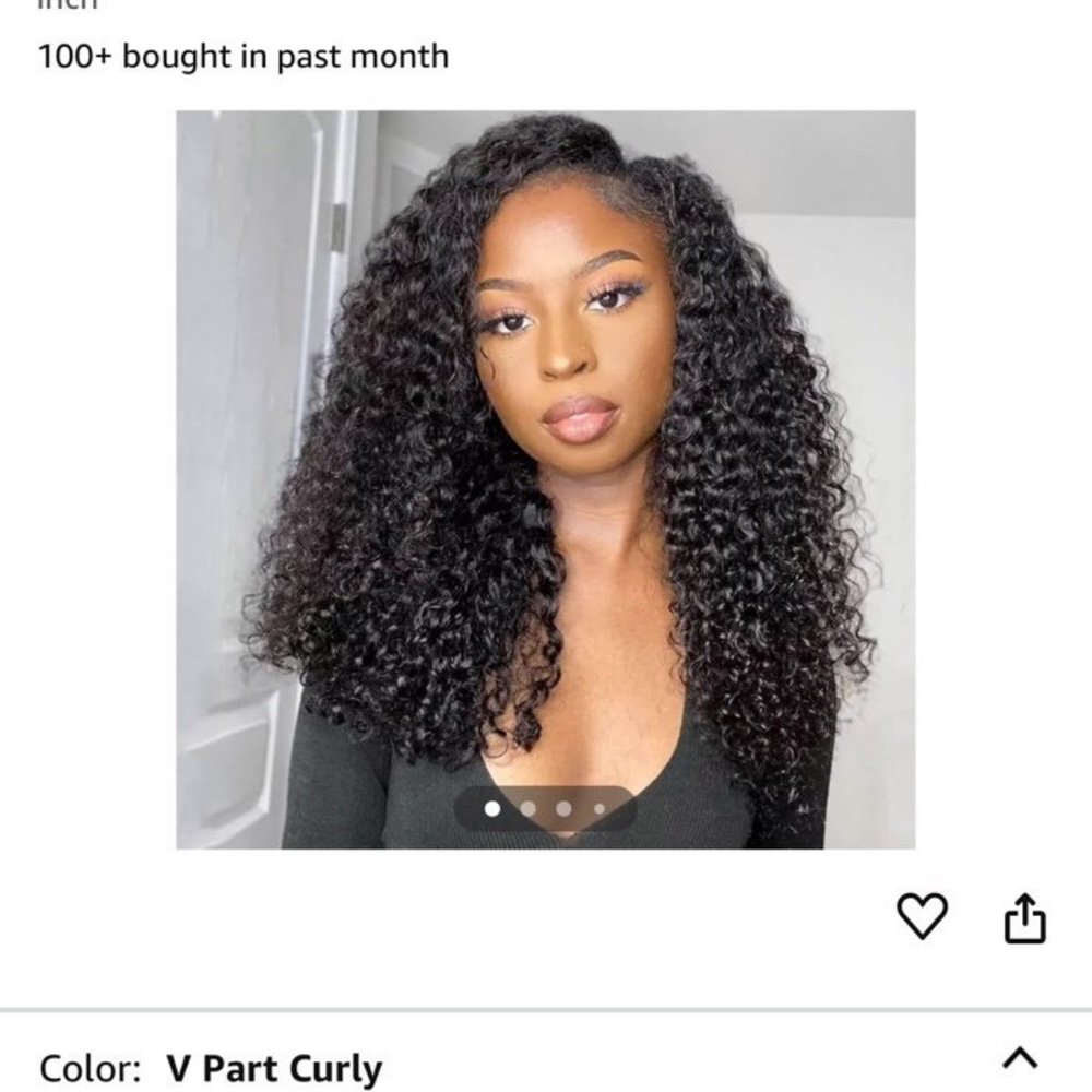 V Part Curly Hair Wig - Black